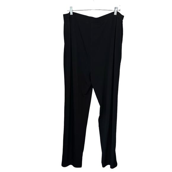 Susan Graver Solid Black Flowy Pants Womens Size 1XT Pockets Liquid Knit Stretch - Picture 4 of 7